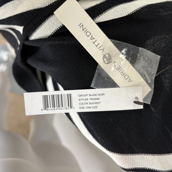 NEW Adrienne Vittadini One Size Lightweight Poncho Black White Striped - Picture 6 of 7